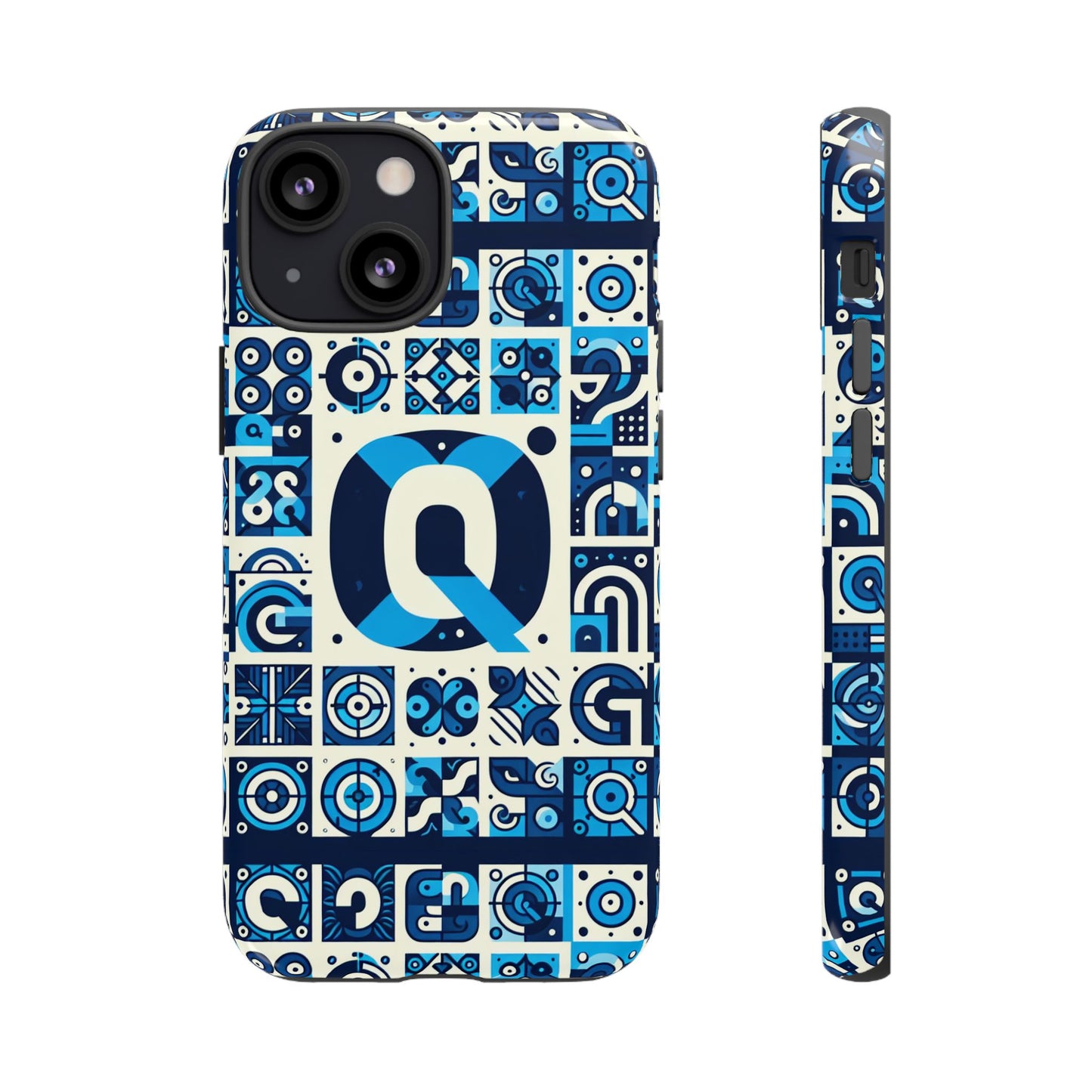 blue alphabet letter q phone case with 3d wrap protective cover for smartphones kids and adults stylish silicone shock absorption durable design