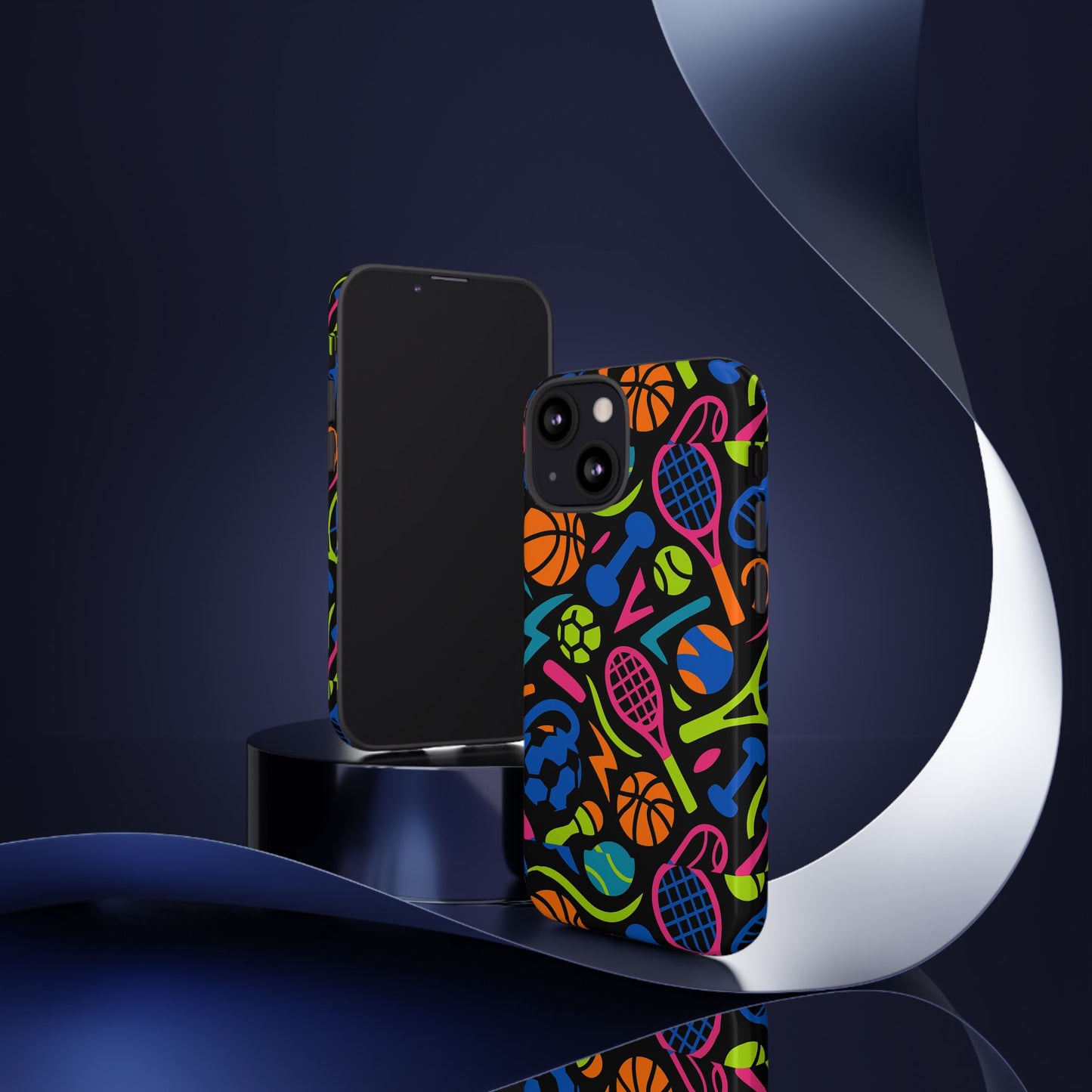 vibrant 3d sport-themed protective phone case in multicolour design for active lifestyle compatible with iphone 13, 14, 15 & 16 – all models including pro, pro max & plus