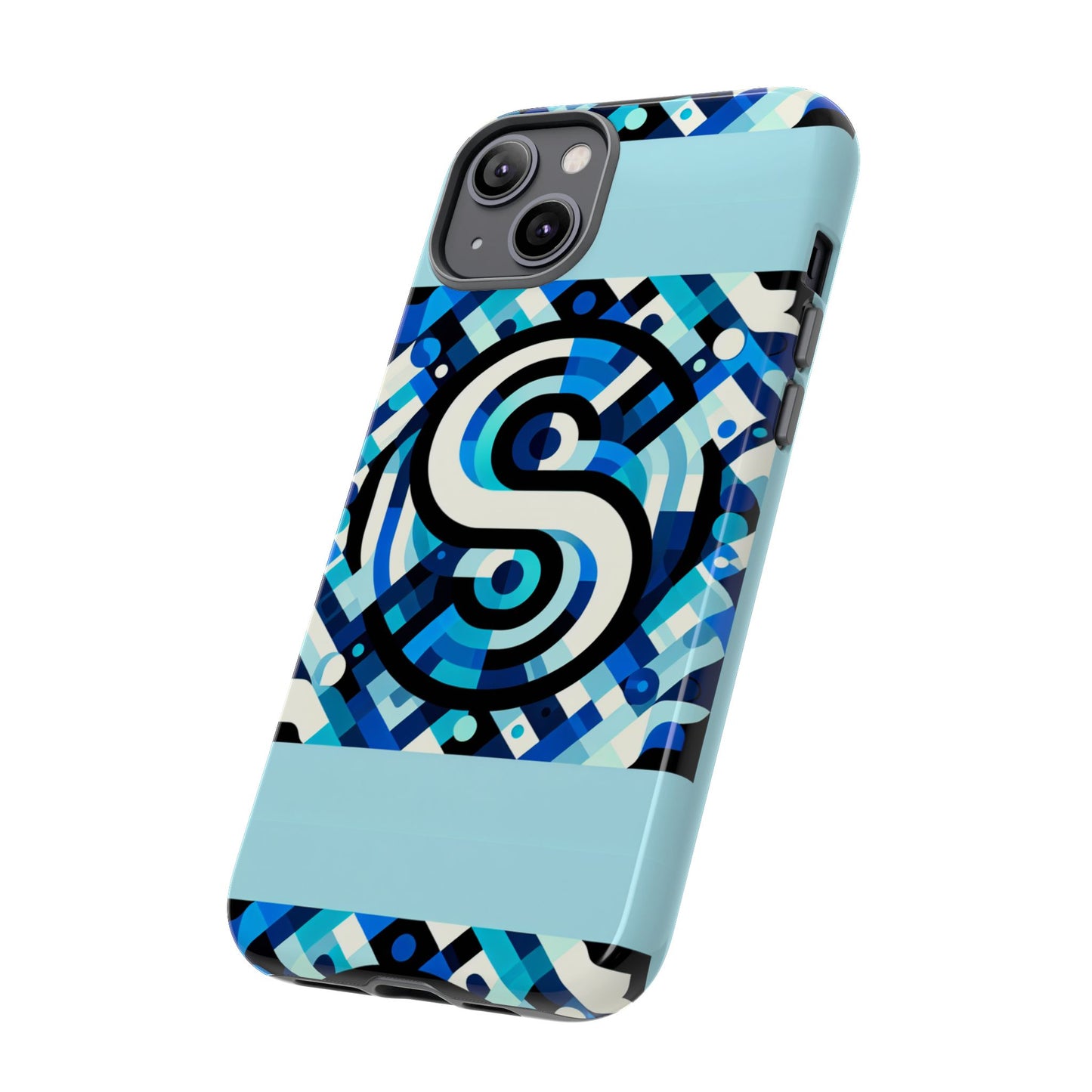 letter blue alphabet s phone case with 3d wrap design for stylish protection and unique retro anime comic style