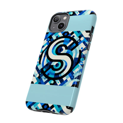 Letter Blue Alphabet S Phone Case with 3D Wrap Design for Stylish Protection and Unique Retro Anime Comic Style