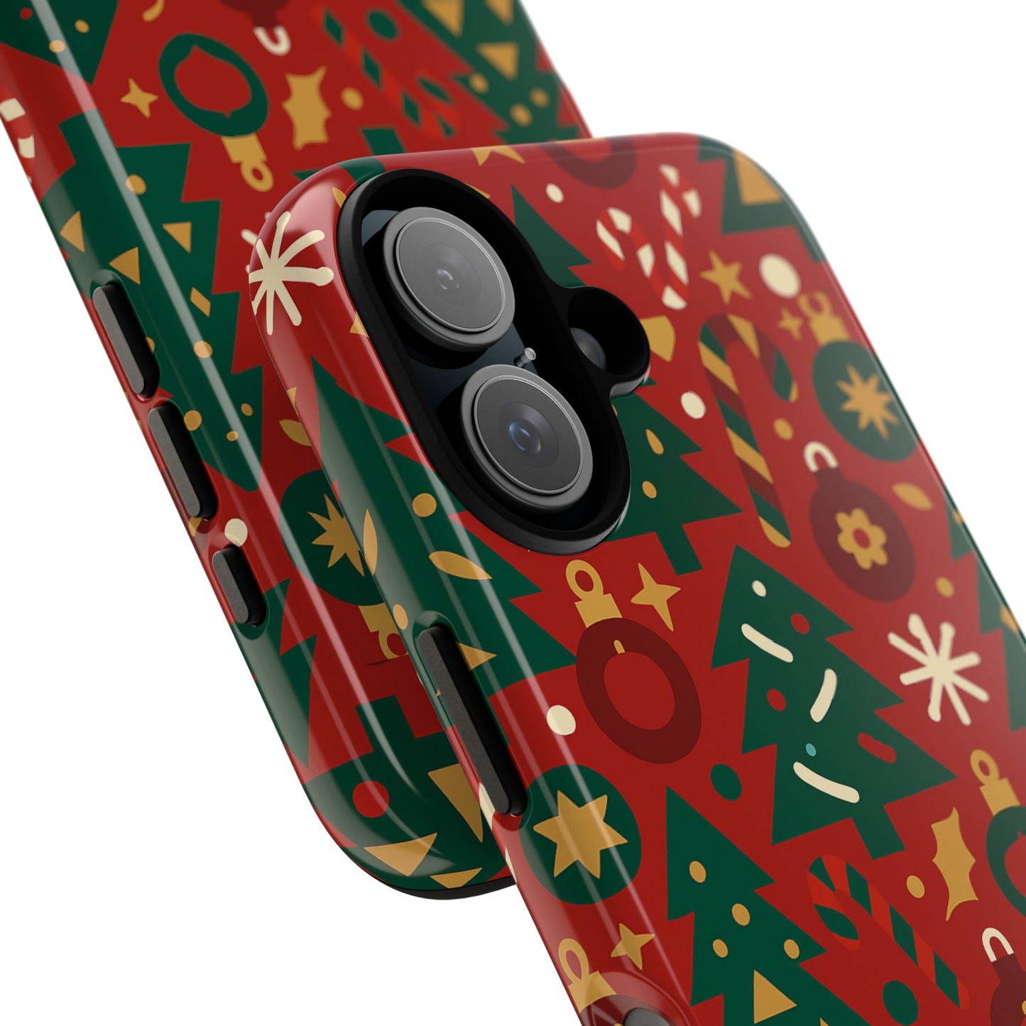 festive red christmas phone case with 3d wrap design – vibrant protection for iphone 13, 14, 15 & 16 – all models including pro, pro max & plus