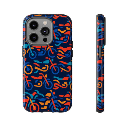Vibrant 3D Multicolour Motorcycle Pattern Protective Phone Case for Creative Individuals – Stylish Protection Compatible with iPhone 13, 14, 15 & 16 – All Models Including Pro, Pro Max & Plus