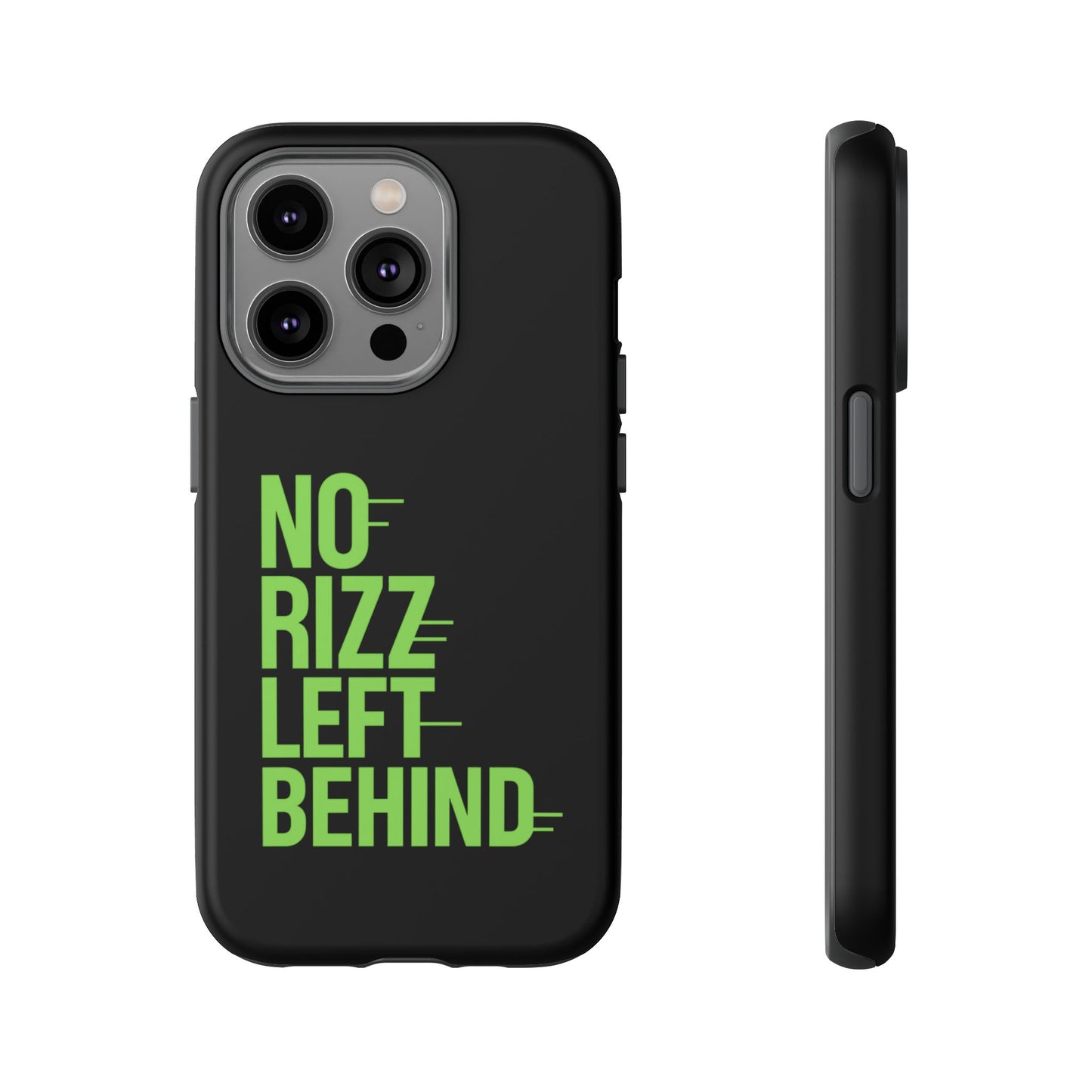 tough phone case - no rizz left behind, durable protection, shock absorbent, stylish design, perfect gift for adults, supports wireless charging, uv protected, lightweight accessory