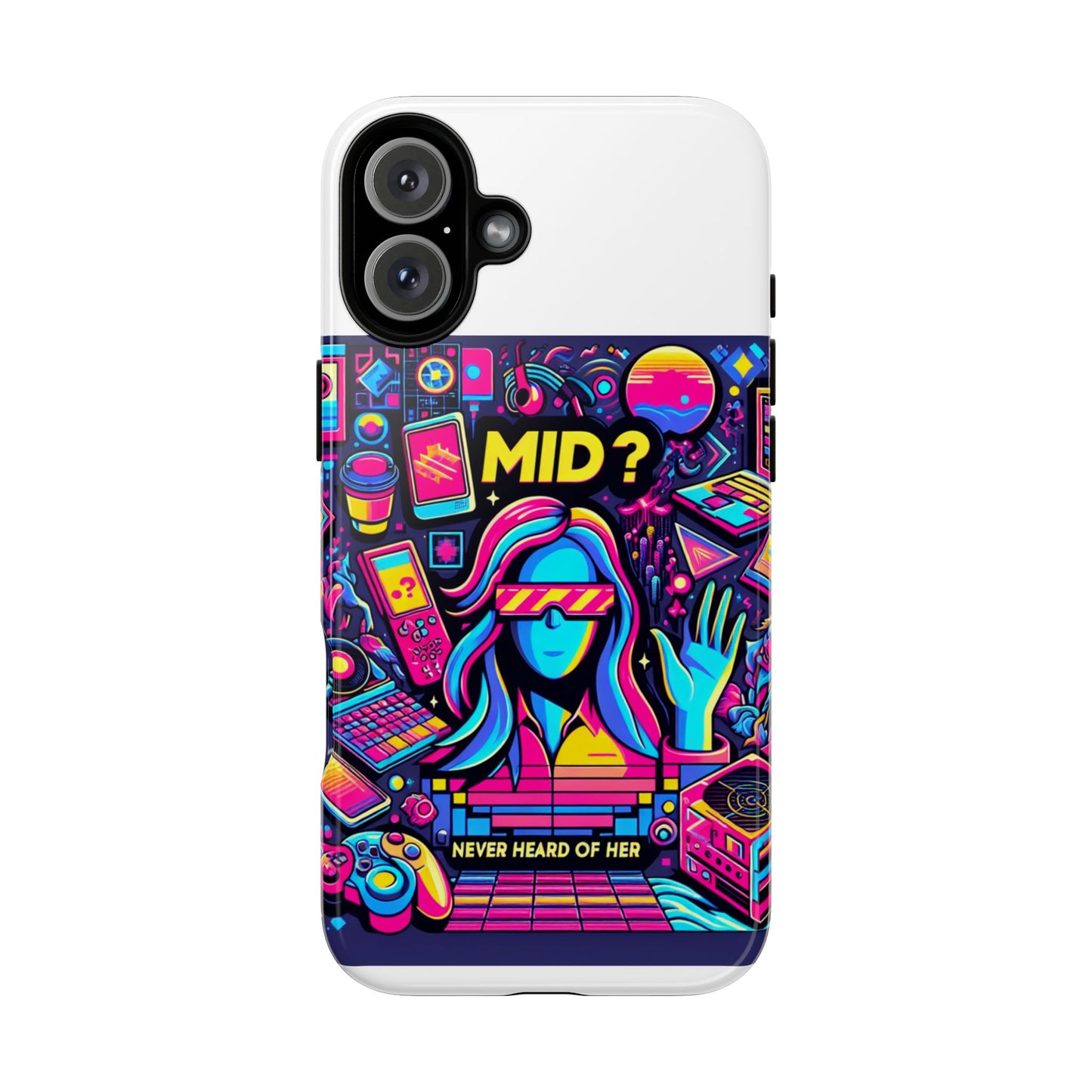 mid never heard of her 3d wrap protective phone case for fun retro style and shock absorption, ideal gift for tech enthusiasts and anime lovers