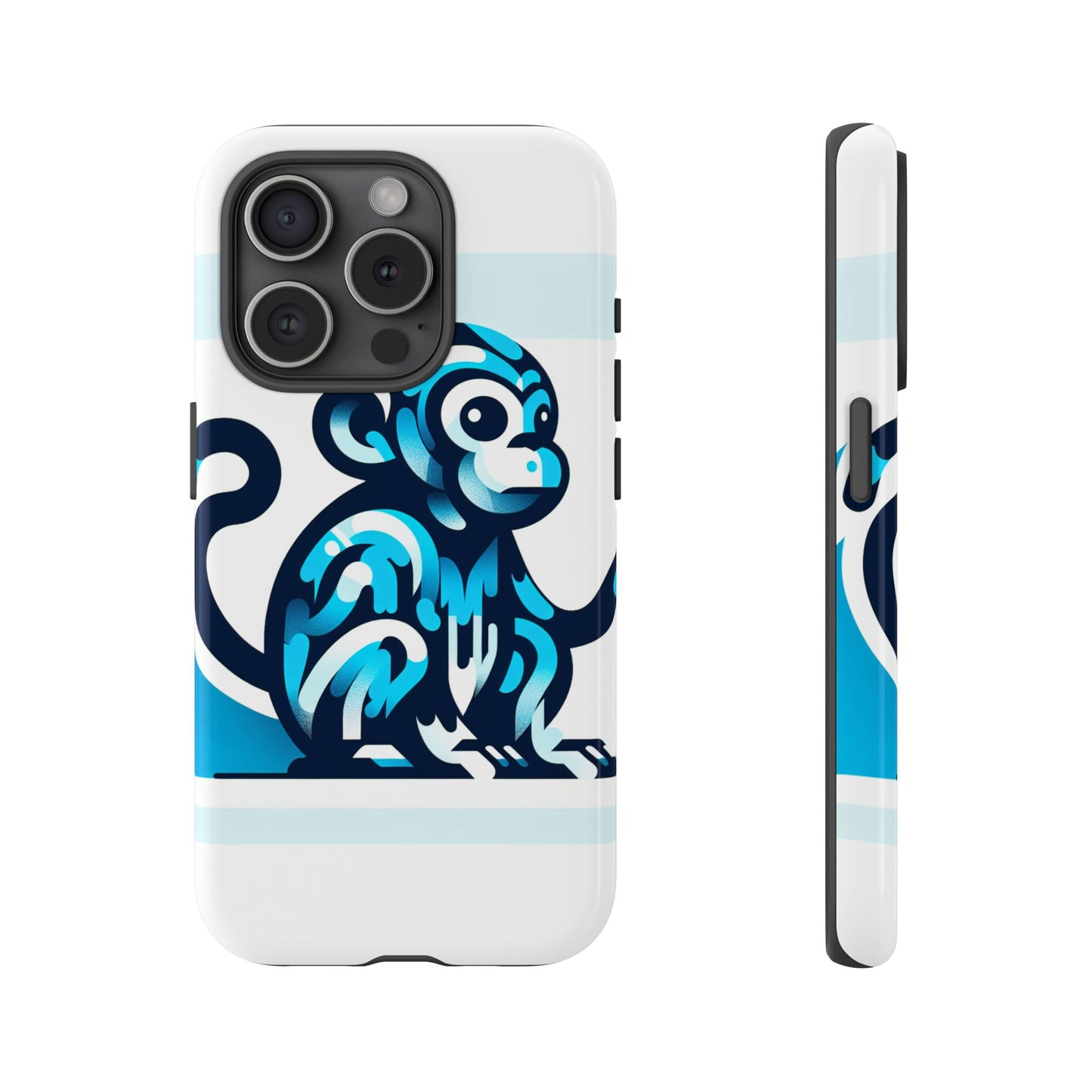 vibrant 3d monkey-inspired phone case for stylish protection in blue – unisex design compatible with iphone 13, 14, 15 & 16 – all models including pro, pro max & plus