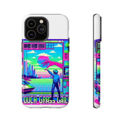Touch Grass Daily 3D Wrap Protective Phone Case for Smartphones, Durable Shock Absorption, UV Protected, Unique Anime Design, Fun Gift for Tech Enthusiasts