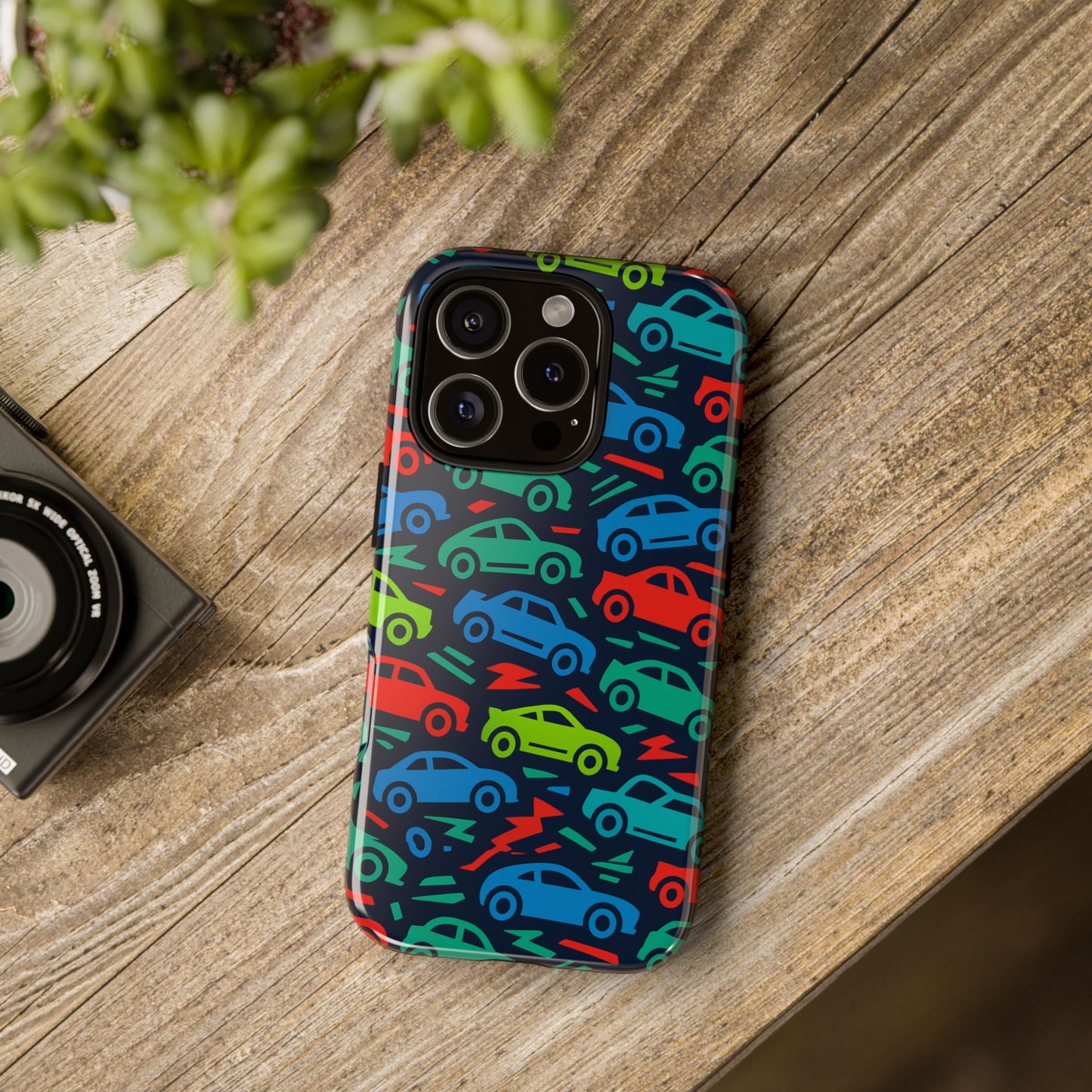 vibrant retro automotive design protective phone case for kids and adults – colourful 3d wrap style – stylish protection compatible with iphone 13, 14, 15 & 16 – all models including pro, pro max & plus