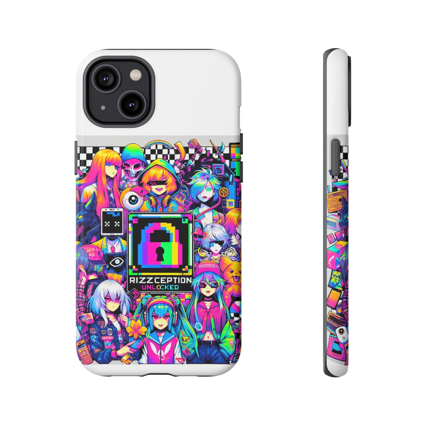 rizzception unlocked 3d wrap protective phone case for anime lovers, durable silicone liner, uv protected, stylish accessories for smartphones