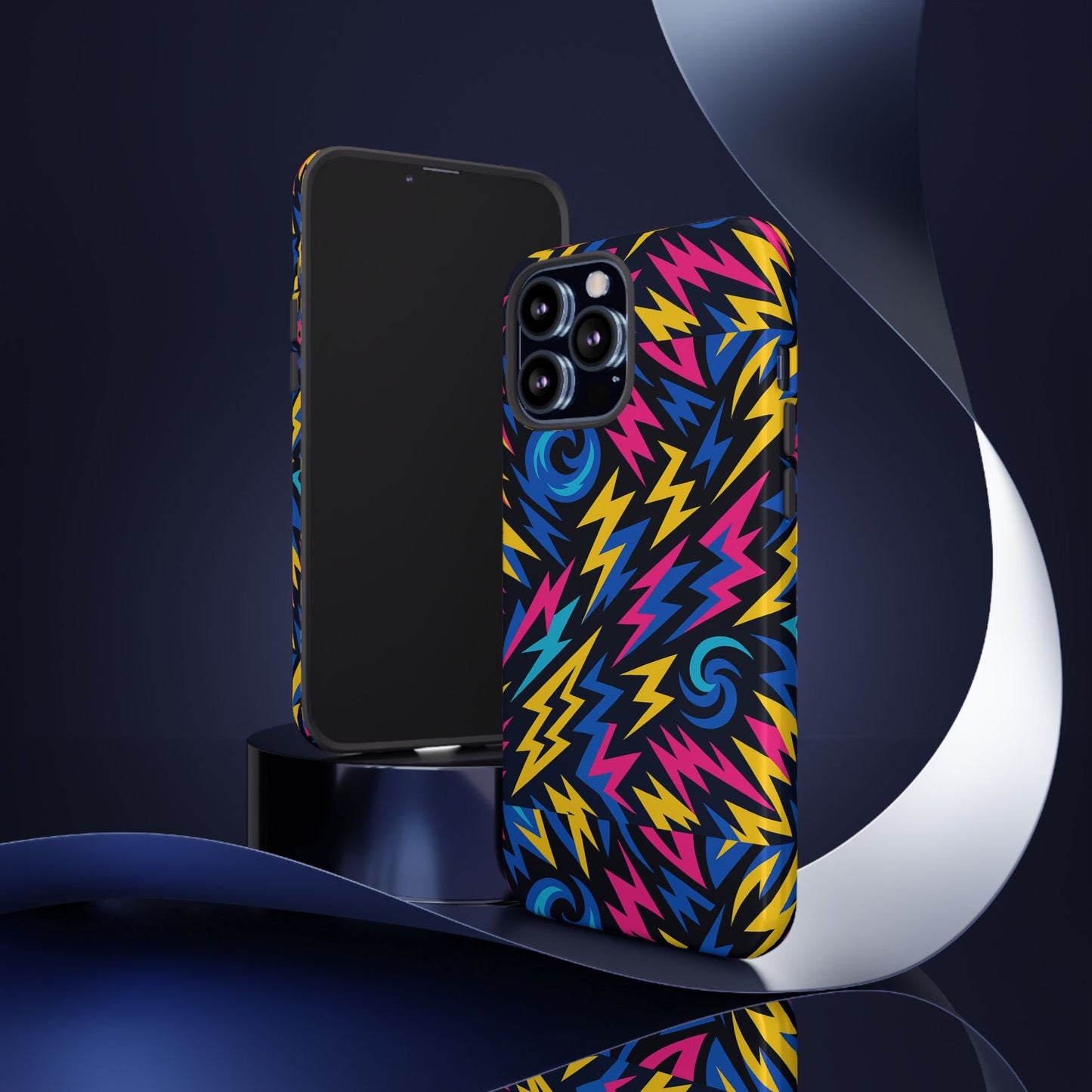 vibrant lightning bolt protective phone case with 3d wrap design for trendy aesthetic accessories compatible with iphone 13, 14, 15 & 16 – all models including pro, pro max & plus