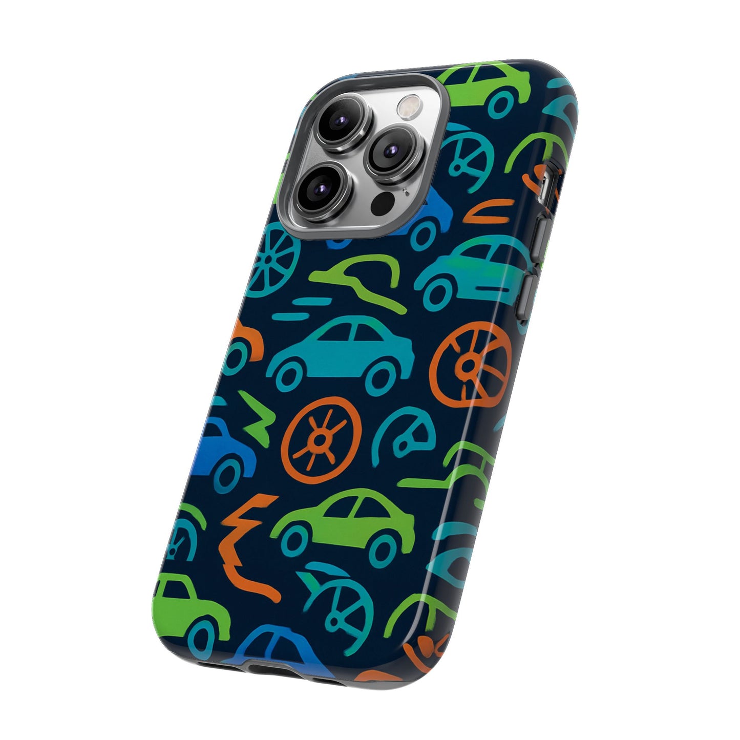 vibrant 3d car design protective phone case for kids and teens - playful multicolour style - stylish protection for everyday use - compatible with iphone 13, 14, 15 & 16 – all models including pro, pro max & plus
