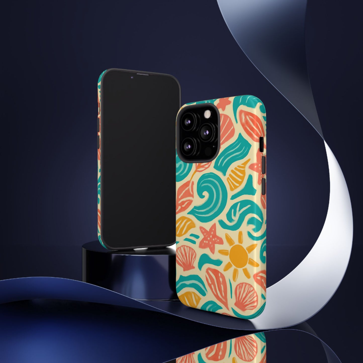 vibrant beach style protective phone case with 3d wrap design for stylish protection – compatible with iphone 13, 14, 15 & 16 – all models including pro, pro max & plus