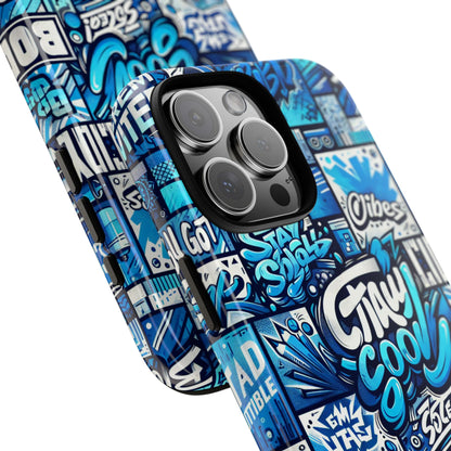 Vibrant 3D Graphic Phone Case in Blue with Playful Design for Stylish Protection Compatible with iPhone 13, 14, 15 & 16 – all models including Pro, Pro Max & Plus