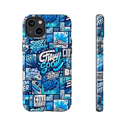 Vibrant 3D Graphic Phone Case in Blue with Playful Design for Stylish Protection Compatible with iPhone 13, 14, 15 & 16 – all models including Pro, Pro Max & Plus