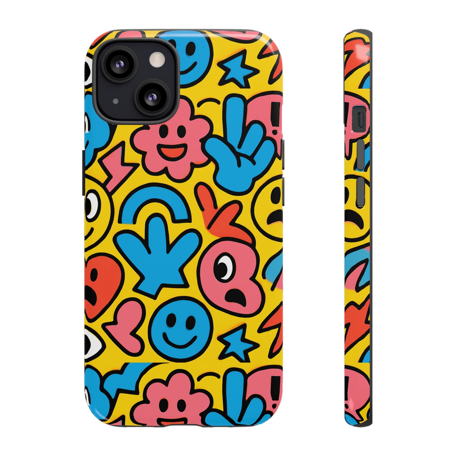 vibrant emoji phone case with fun 3d multicolour design, playful protective cover for kids and teens, compatible with iphone 13, 14, 15 & 16 – all models including pro, pro max & plus