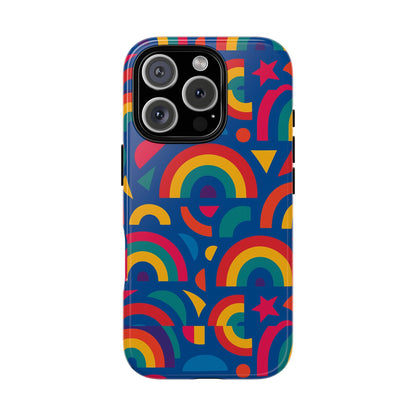 Vibrant 3D Geometric Phone Case in Multicolour Design for Stylish Protection Compatible with iPhone 13, 14, 15 & 16 – all models including Pro, Pro Max & Plus