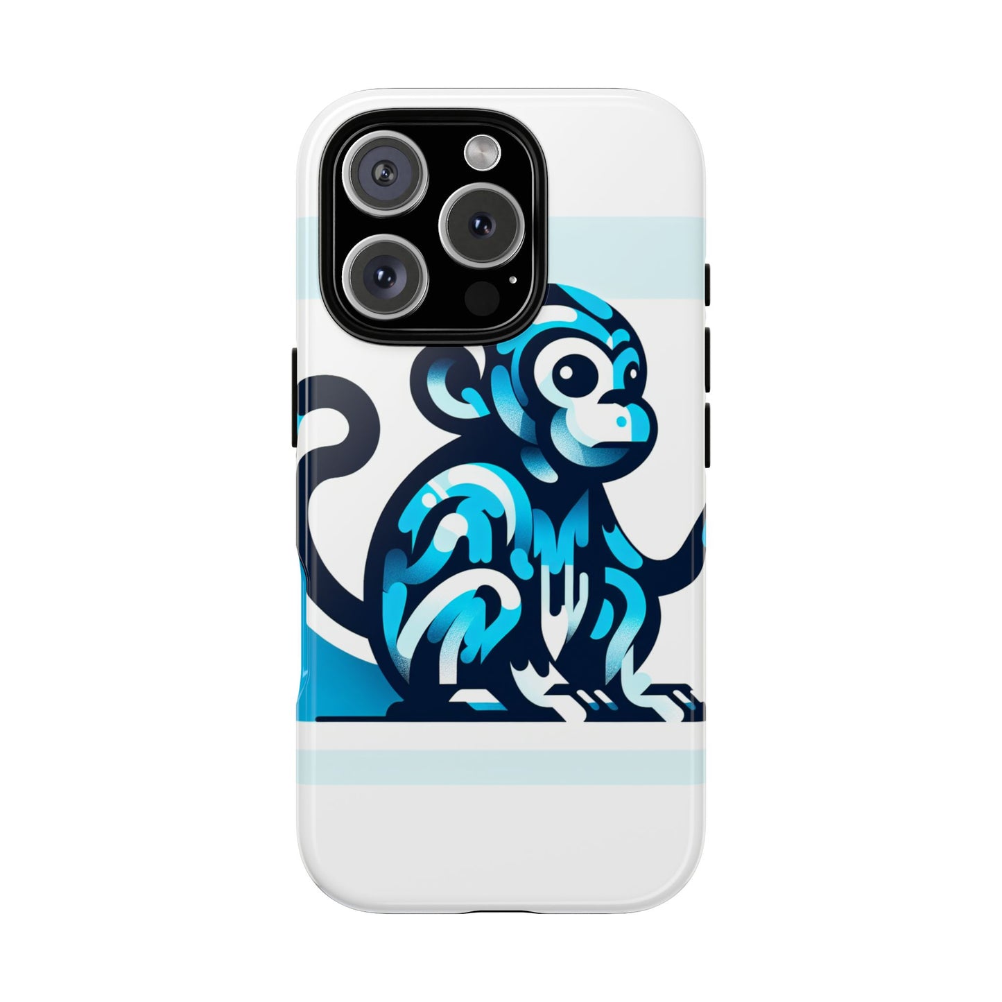 vibrant 3d monkey-inspired phone case for stylish protection in blue – unisex design compatible with iphone 13, 14, 15 & 16 – all models including pro, pro max & plus