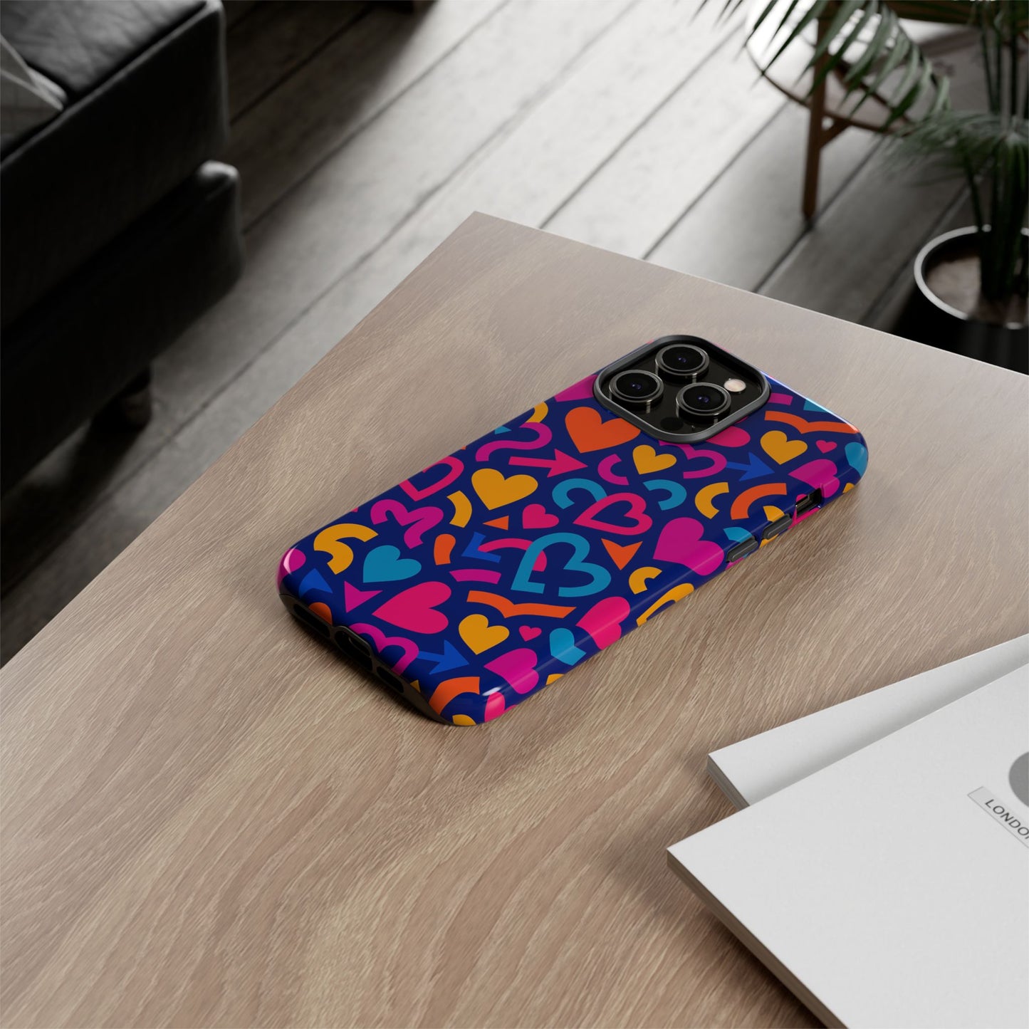 vibrant multicolour heart pattern protective phone case with 3d wrap design for stylish smartphone accessories compatible with iphone 13, 14, 15 & 16 – all models including pro, pro max & plus