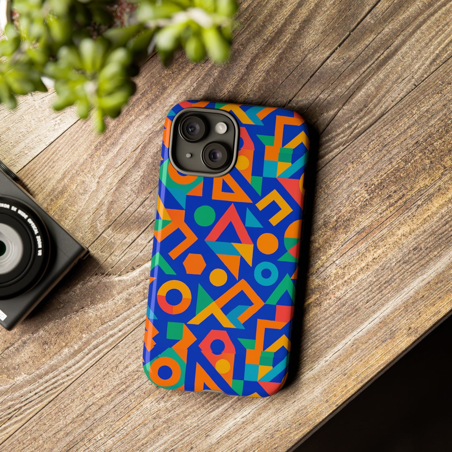 multicolour geometric 3d wrap protective phone case – vibrant accessory for creative individuals compatible with iphone 13, 14, 15 & 16 – all models including pro, pro max & plus