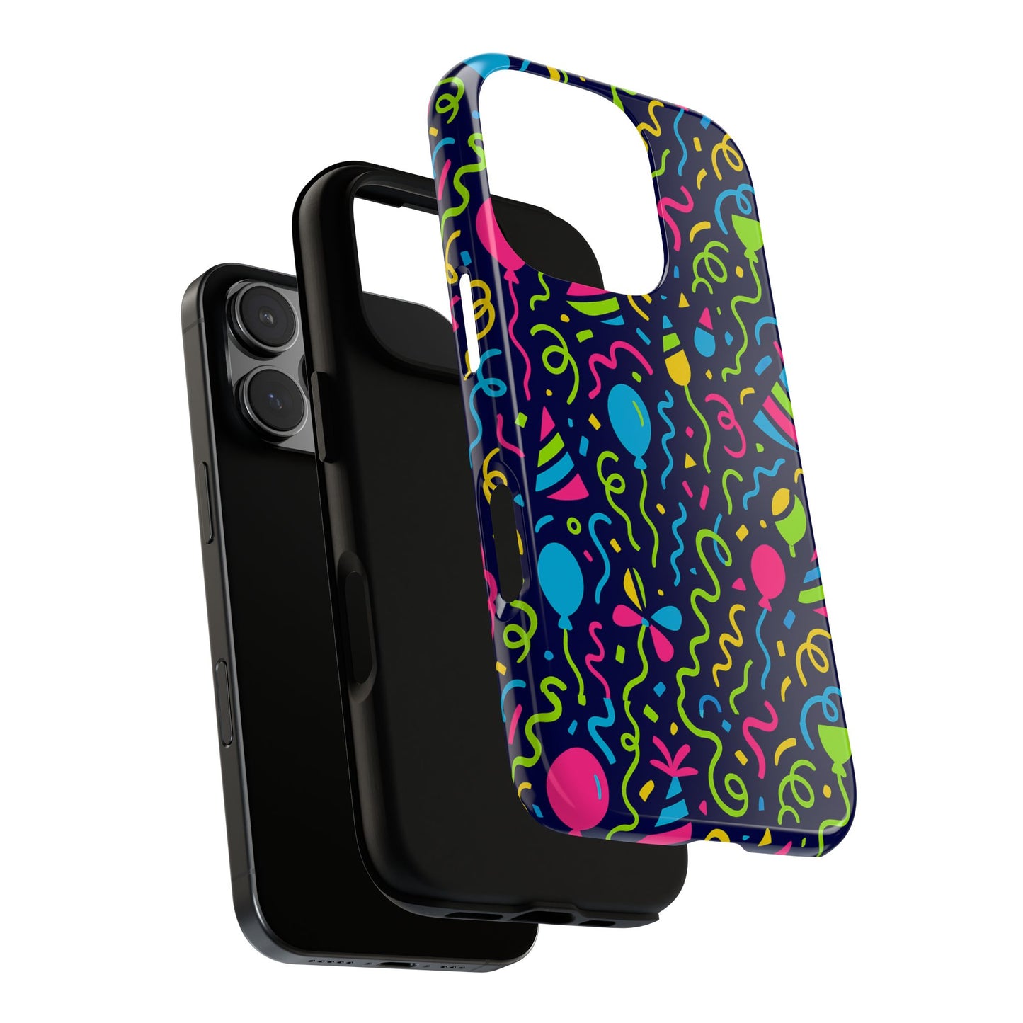 vibrant 3d wrap protective phone case with multicolour party design for playful smartphone accessories compatible with iphone 13, 14, 15 & 16 – all models including pro, pro max & plus