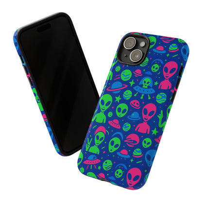 Vibrant Multicolour Alien 3D Wrap Phone Case in Retro Anime Style for Stylish Protection Compatible with iPhone 13, 14, 15 & 16 – all models including Pro, Pro Max & Plus