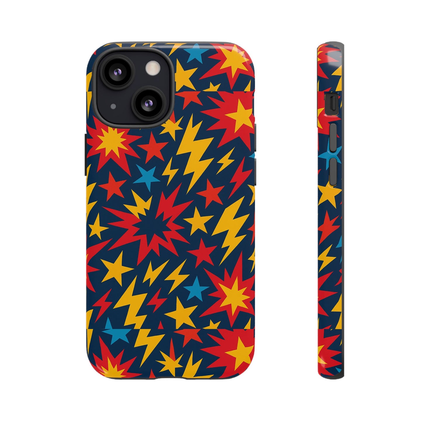 vibrant 3d superhero phone case with colourful lightning design for men and women, stylish protection compatible with iphone 13, 14, 15 & 16 – all models including pro, pro max & plus