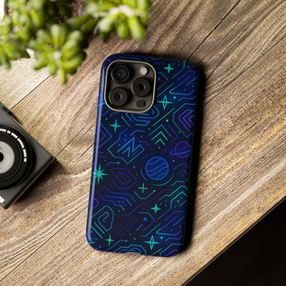 Vibrant Space Design Protective Phone Case in Blue and Green 3D Wrap for Stylish Protection Compatible with iPhone 13, 14, 15 & 16 – All Models Including Pro, Pro Max & Plus