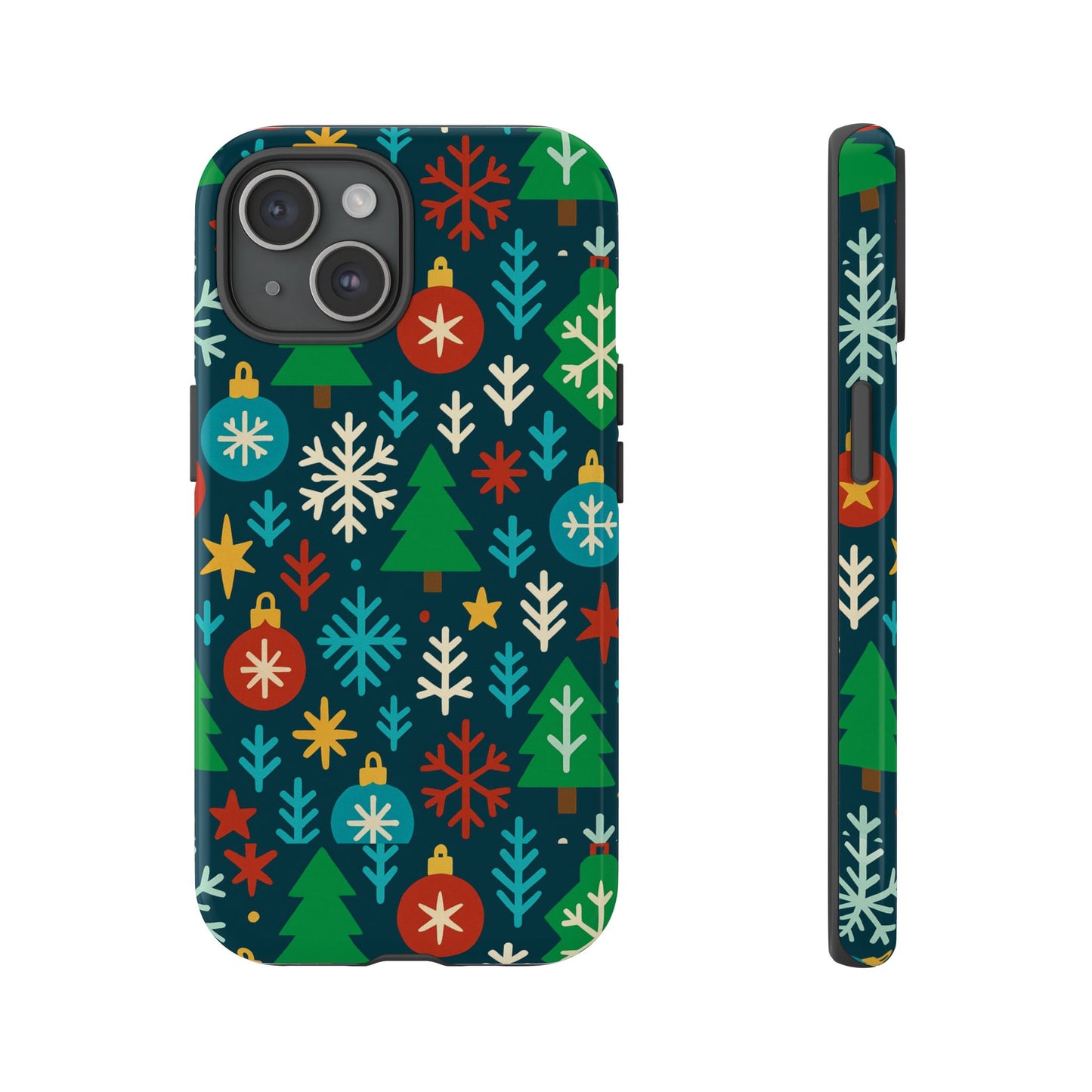 multicolour 3d wrap protective phone case with retro christmas design for stylish protection – compatible with iphone 13, 14, 15 & 16 – all models including pro, pro max & plus