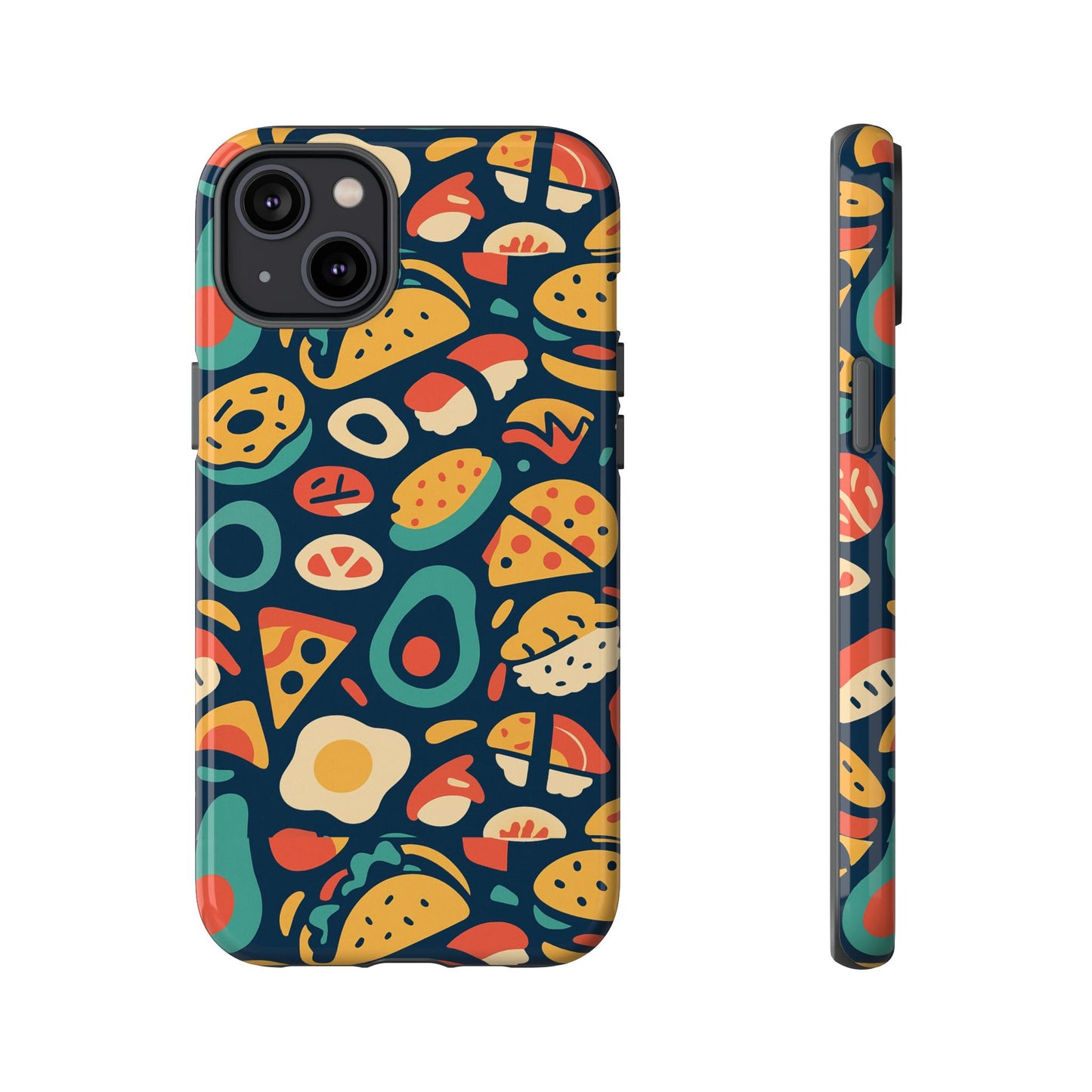 vibrant food-themed protective phone case with 3d design for stylish protection compatible with iphone 13, 14, 15 & 16 – all models including pro, pro max & plus