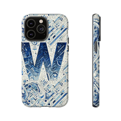 Blue Alphabet W Phone Case for Smartphones - Vibrant 3D Wrap Design with Shock Absorption and UV Protection, Suitable for Fans of Anime, Comics, and Unique Accessories