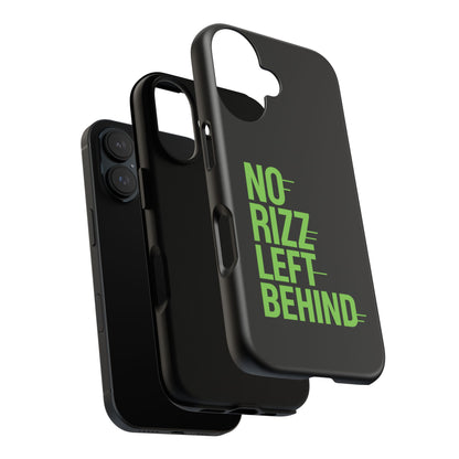 Tough Phone Case - No Rizz Left Behind, Durable Protection, Shock Absorbent, Stylish Design, Perfect Gift for Adults, Supports Wireless Charging, UV Protected, Lightweight Accessory