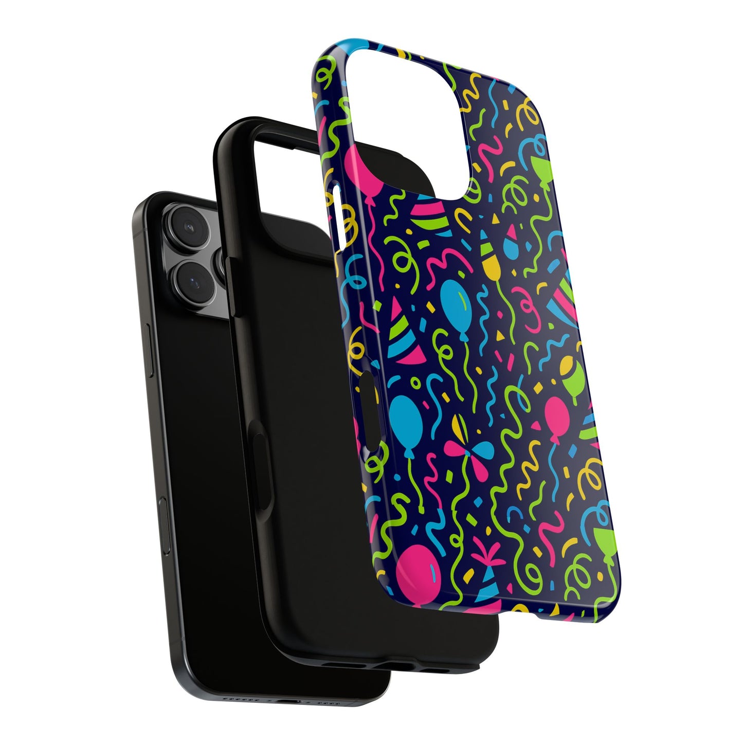 vibrant 3d wrap protective phone case with multicolour party design for playful smartphone accessories compatible with iphone 13, 14, 15 & 16 – all models including pro, pro max & plus