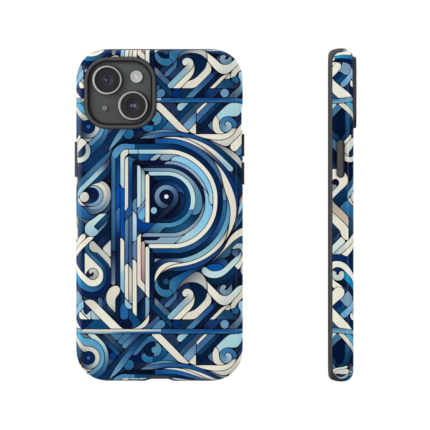 blue alphabet p phone case with 3d wrap design for kids and teens durable shockproof protective cover for smartphones