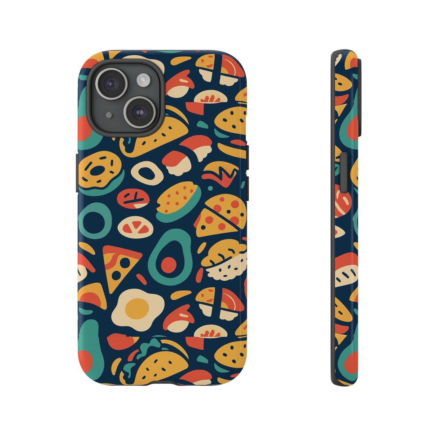vibrant food-themed protective phone case with 3d design for stylish protection compatible with iphone 13, 14, 15 & 16 – all models including pro, pro max & plus