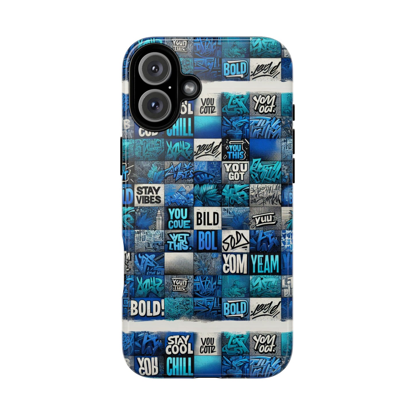 vibrant 3d graphic protective phone case with blue design – playful accessory for stylish protection compatible with iphone 13, 14, 15 & 16 – all models including pro, pro max & plus
