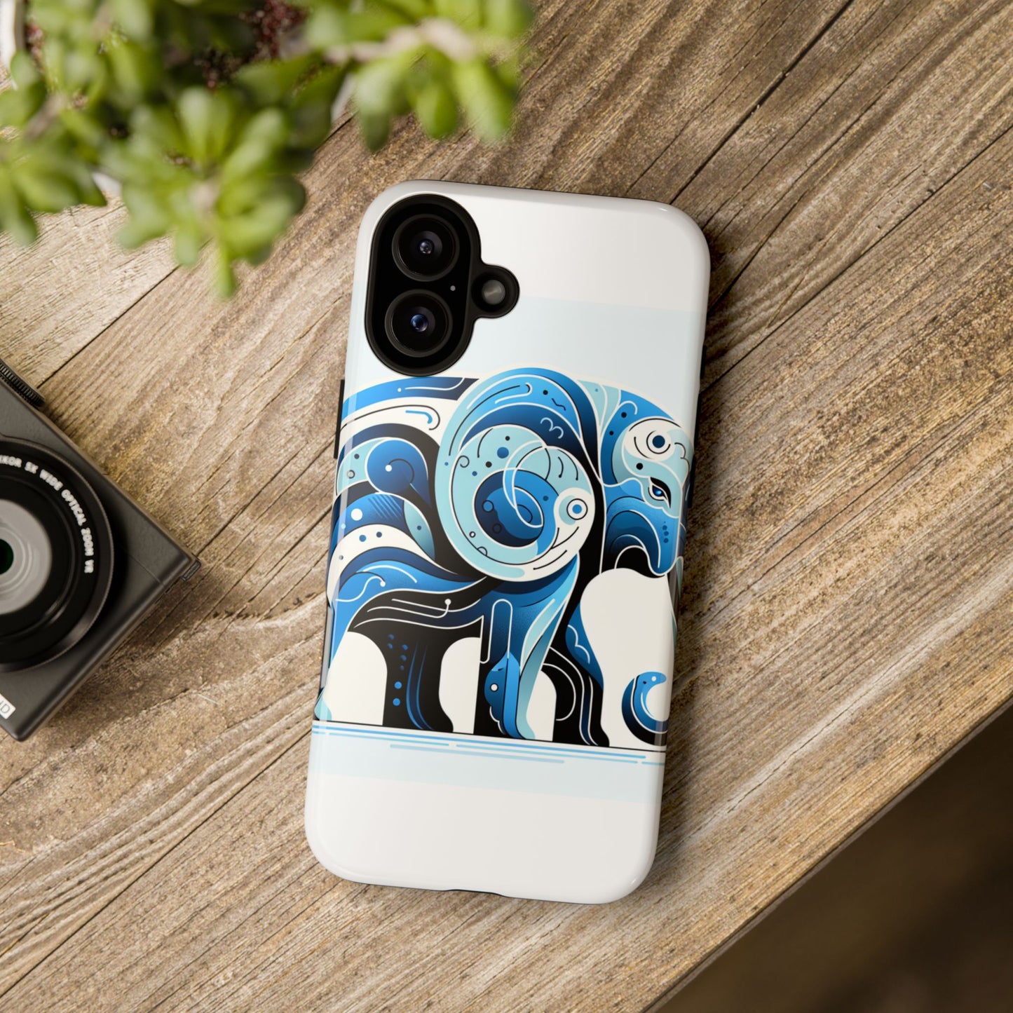 vibrant 3d blue elephant design protective phone case – unique abstract art style for stylish protection compatible with iphone 13, 14, 15 & 16 – all models including pro, pro max & plus