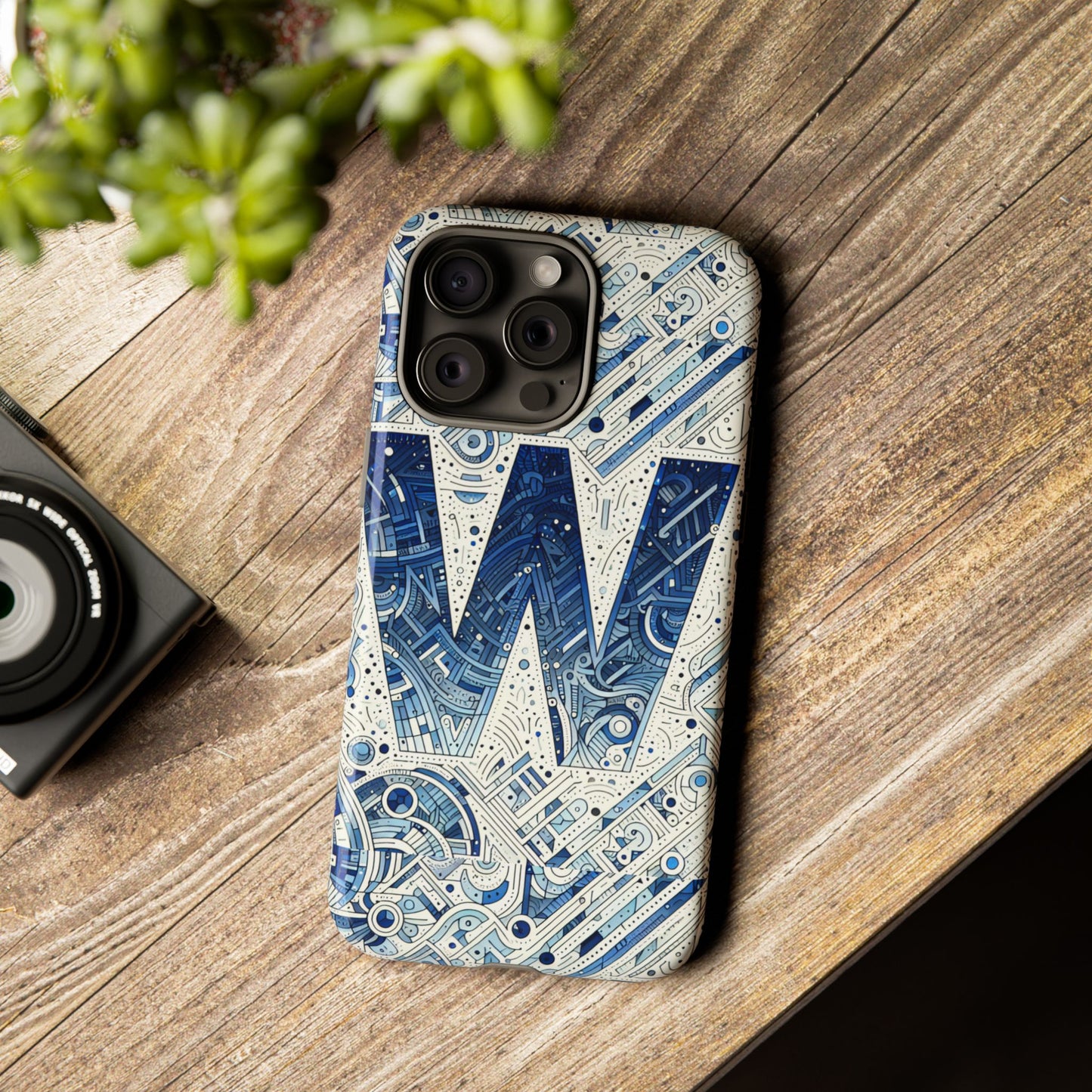 blue alphabet w phone case for smartphones - vibrant 3d wrap design with shock absorption and uv protection, suitable for fans of anime, comics, and unique accessories