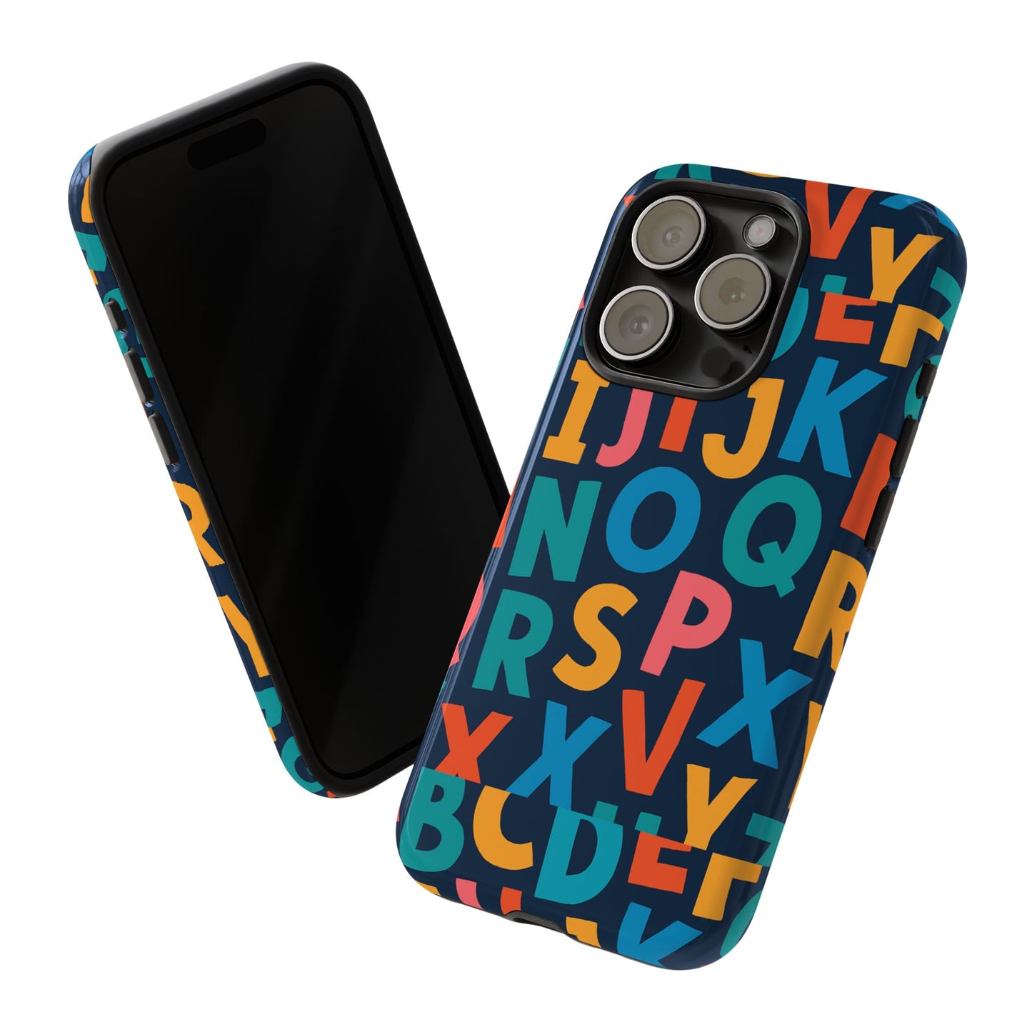 multicolour 3d letter print protective phone case for creative style and individuality compatible with iphone 13, 14, 15 & 16 – all models including pro, pro max & plus