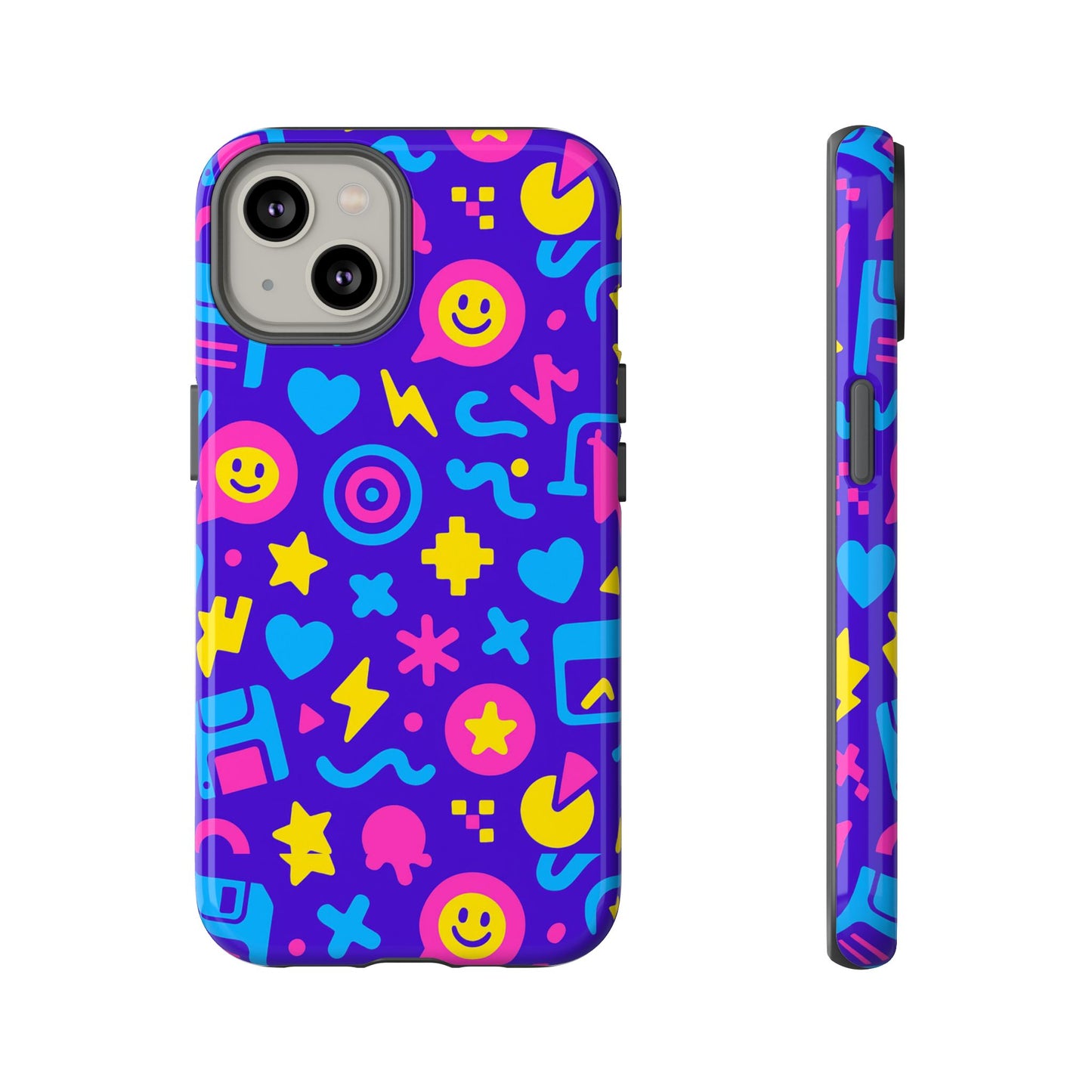 multicolor y2k protective phone case with 3d wrap design – fun and playful accessory compatible with iphone 13, 14, 15 & 16 – all models including pro, pro max & plus