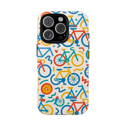 Vibrant 3D Bicycle Print Protective Phone Case – Colourful Unisex Accessory for Style and Fun – Compatible with iPhone 13, 14, 15 & 16 – All Models Including Pro, Pro Max & Plus
