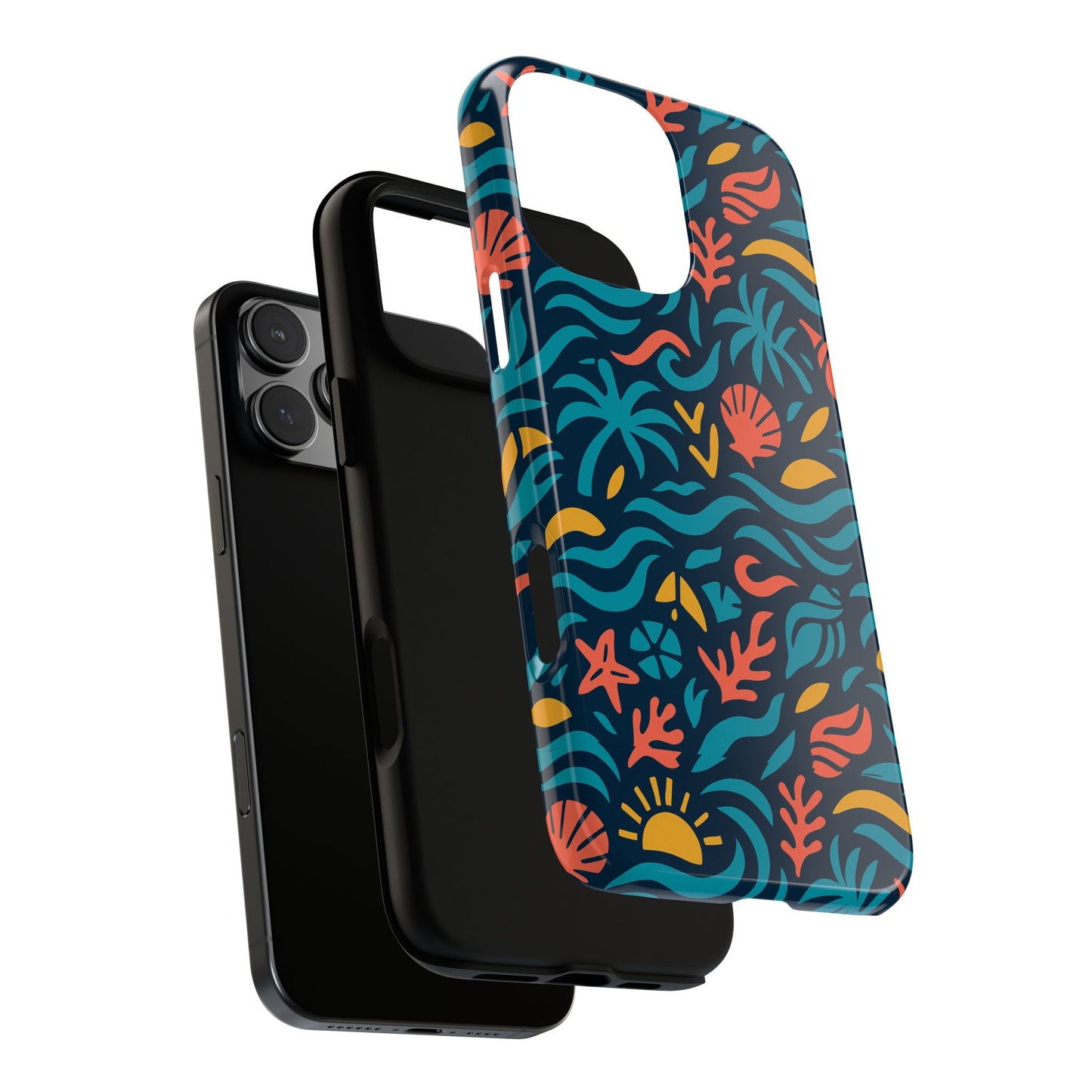 vibrant tropical pattern phone case with 3d design for stylish protection compatible with iphone 13, 14, 15 & 16 – all models including pro, pro max & plus