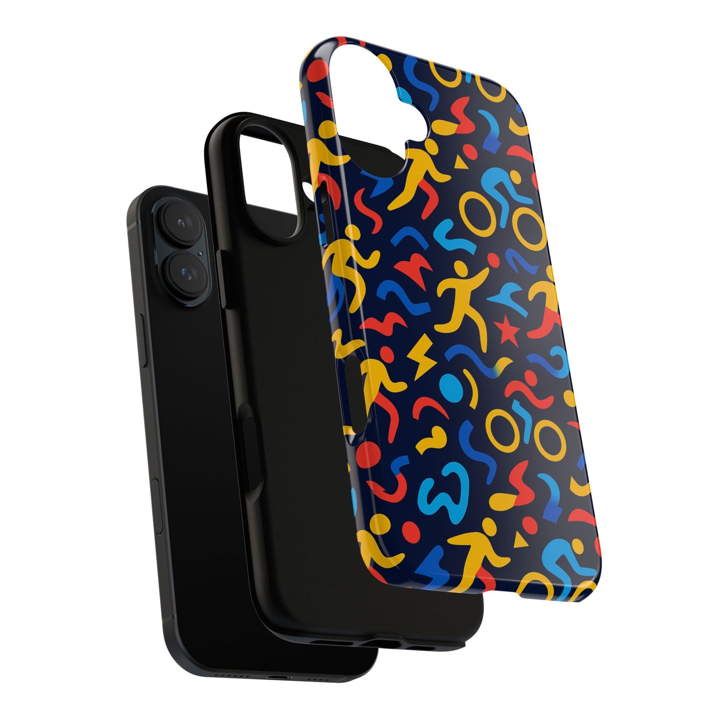 vibrant abstract 3d wrap protective phone case in multicolour design for unisex fashion accessory compatible with iphone 13, 14, 15 & 16 – all models including pro, pro max & plus