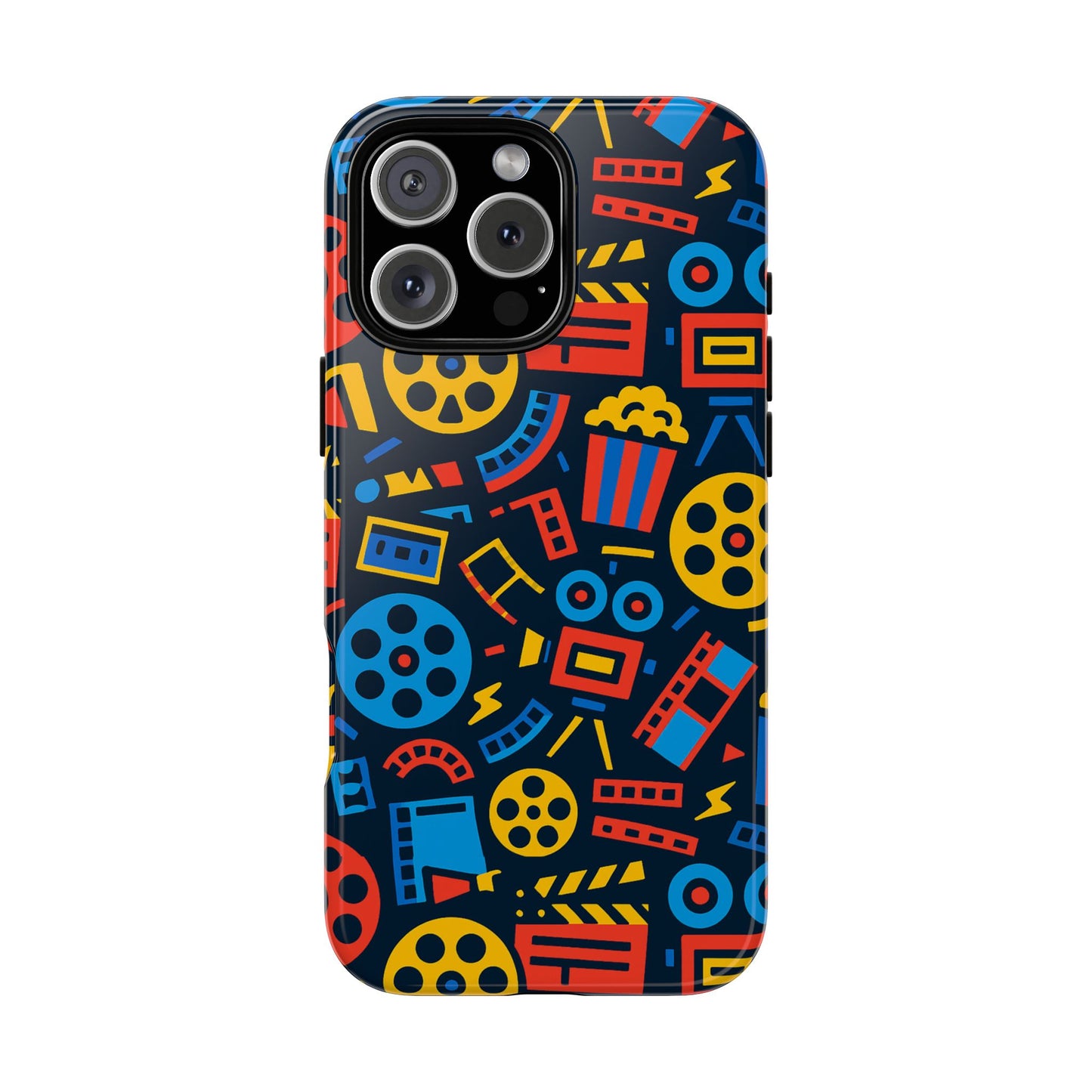 vibrant 3d film reel protective phone case for unique style and robust protection compatible with iphone 13, 14, 15 & 16 – all models including pro, pro max & plus