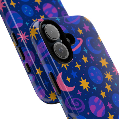 Vibrant Space Theme Protective Phone Case for Unisex – Colourful 3D Design Fashion Accessory Compatible with iPhone 13, 14, 15 & 16 – All Models Including Pro, Pro Max & Plus