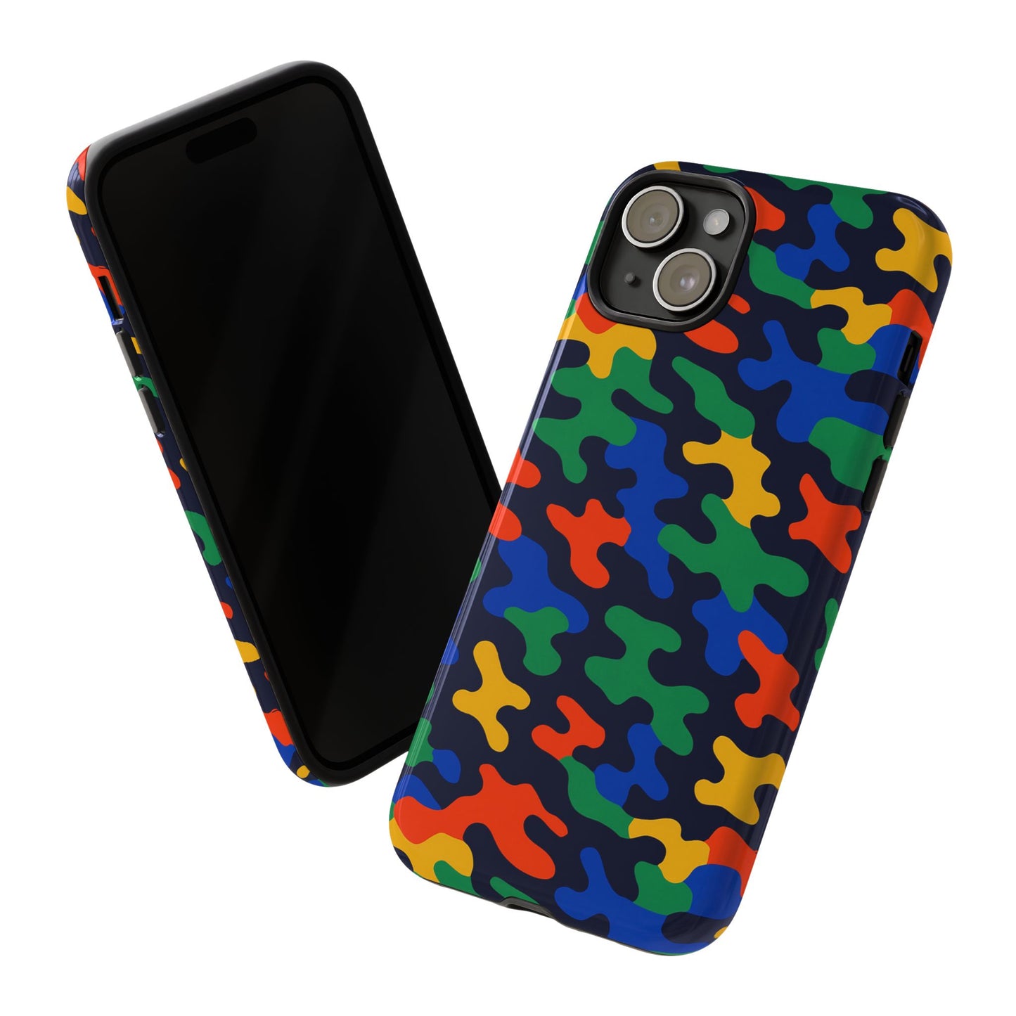 multicolour camouflage protective phone case with 3d wrap design for stylish smartphone protection compatible with iphone 13, 14, 15 & 16 – all models including pro, pro max & plus