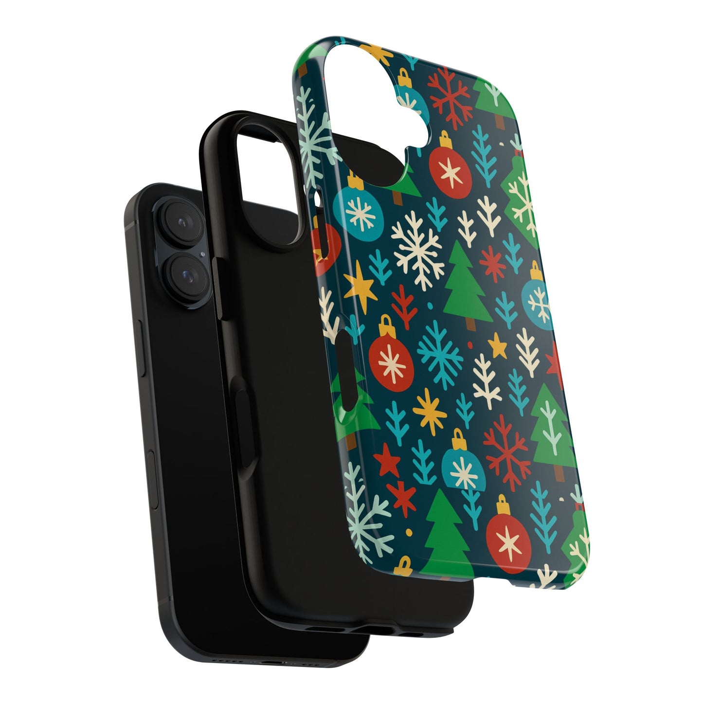 multicolour 3d wrap protective phone case with retro christmas design for stylish protection – compatible with iphone 13, 14, 15 & 16 – all models including pro, pro max & plus