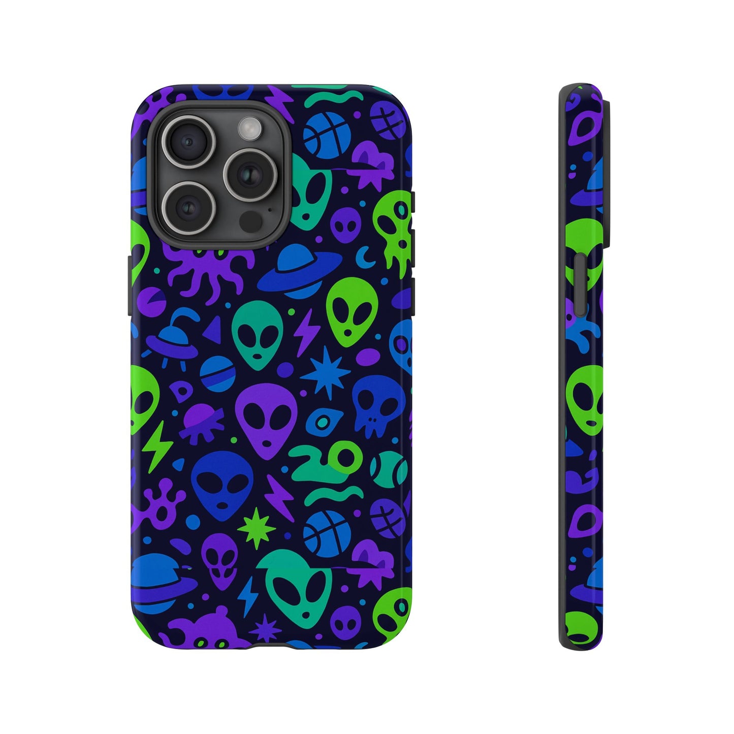 vibrant 3d alien and space design protective phone case for unisex smartphone accessories compatible with iphone 13, 14, 15 & 16 – all models including pro, pro max & plus