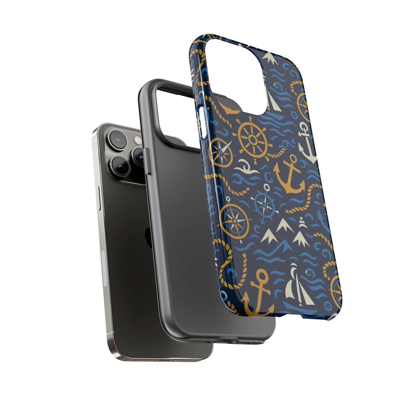 vibrant nautical blue phone case with 3d anchor design for stylish protection compatible with iphone 13, 14, 15 & 16 – all models including pro, pro max & plus