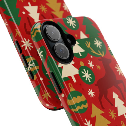 Vibrant Red Christmas Phone Case with Festive 3D Design for Stylish Protection Compatible with iPhone 13, 14, 15 & 16 – all models including Pro, Pro Max & Plus