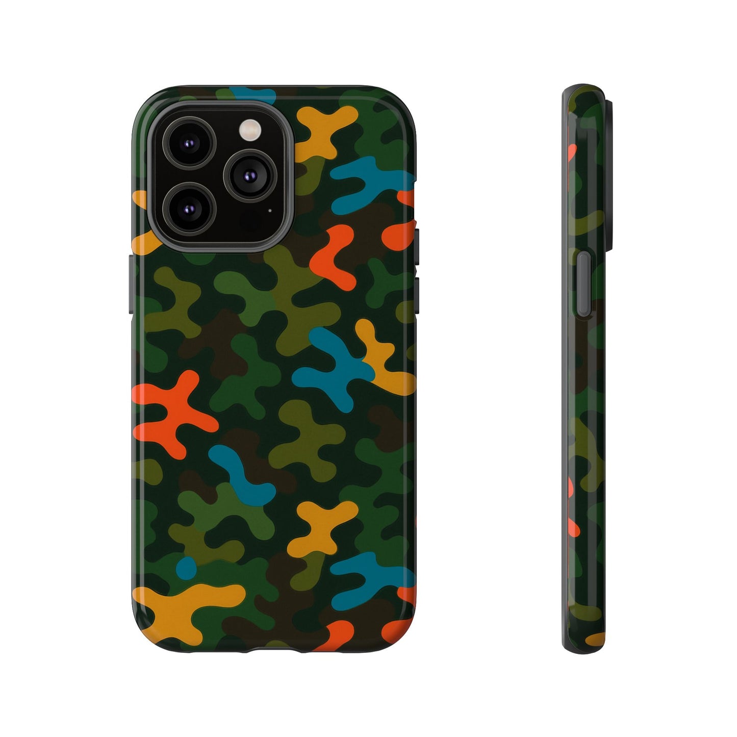 multicolour camouflage 3d wrap protective phone case stylish design for men and women stylish protection compatible with iphone 13, 14, 15 & 16 – all models including pro, pro max & plus