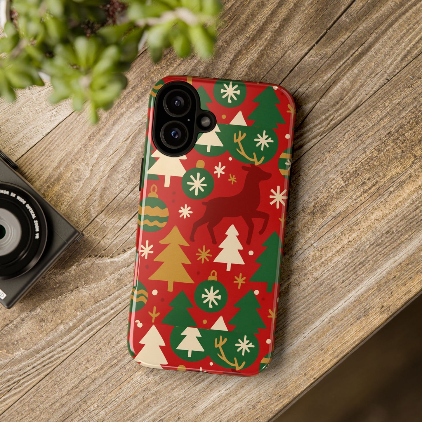 vibrant red christmas phone case with festive 3d design for stylish protection compatible with iphone 13, 14, 15 & 16 – all models including pro, pro max & plus